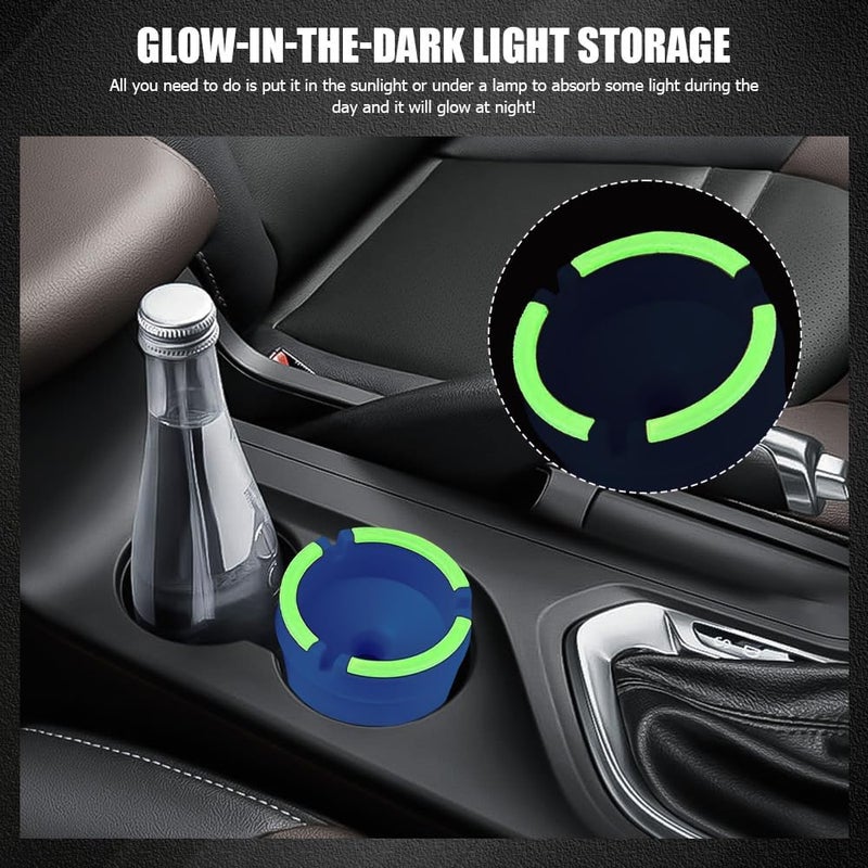 Lyxheth Glow in The Dark Ashtray, Car Ashtray, Cigarette Self-Extinguishing Car Cup Holder Ashtrays with Lid, Universal Portable Mini Vehicle Cigarette Trash Can Auto Accessories for Cars (Blue) - Image 3